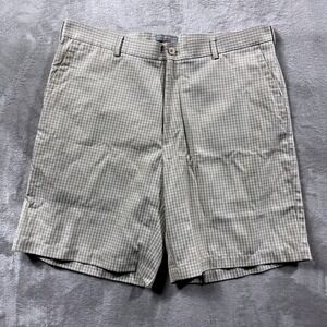 Peter Millar Shorts Men's 36 Performance Wicking Plaid Tan Golf